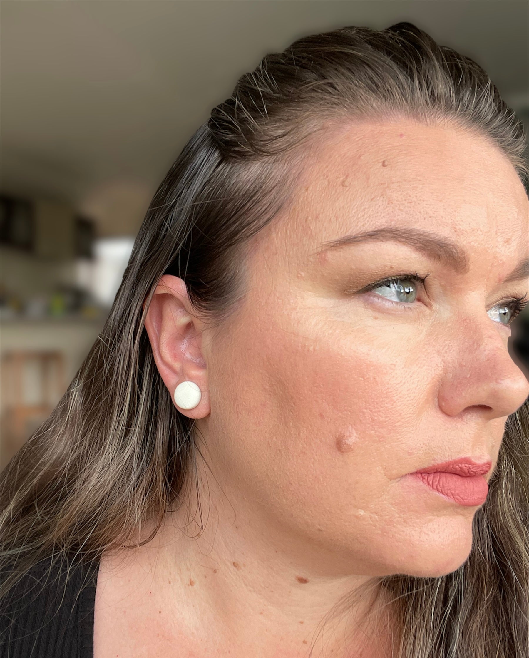 Ivory Leatherette Fabric Studs