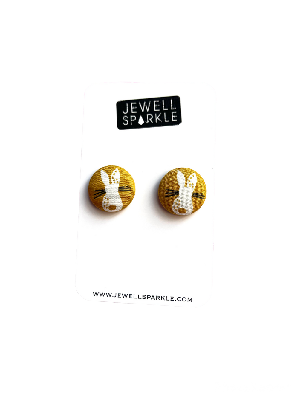 Mustard Bunnies Fabric Studs