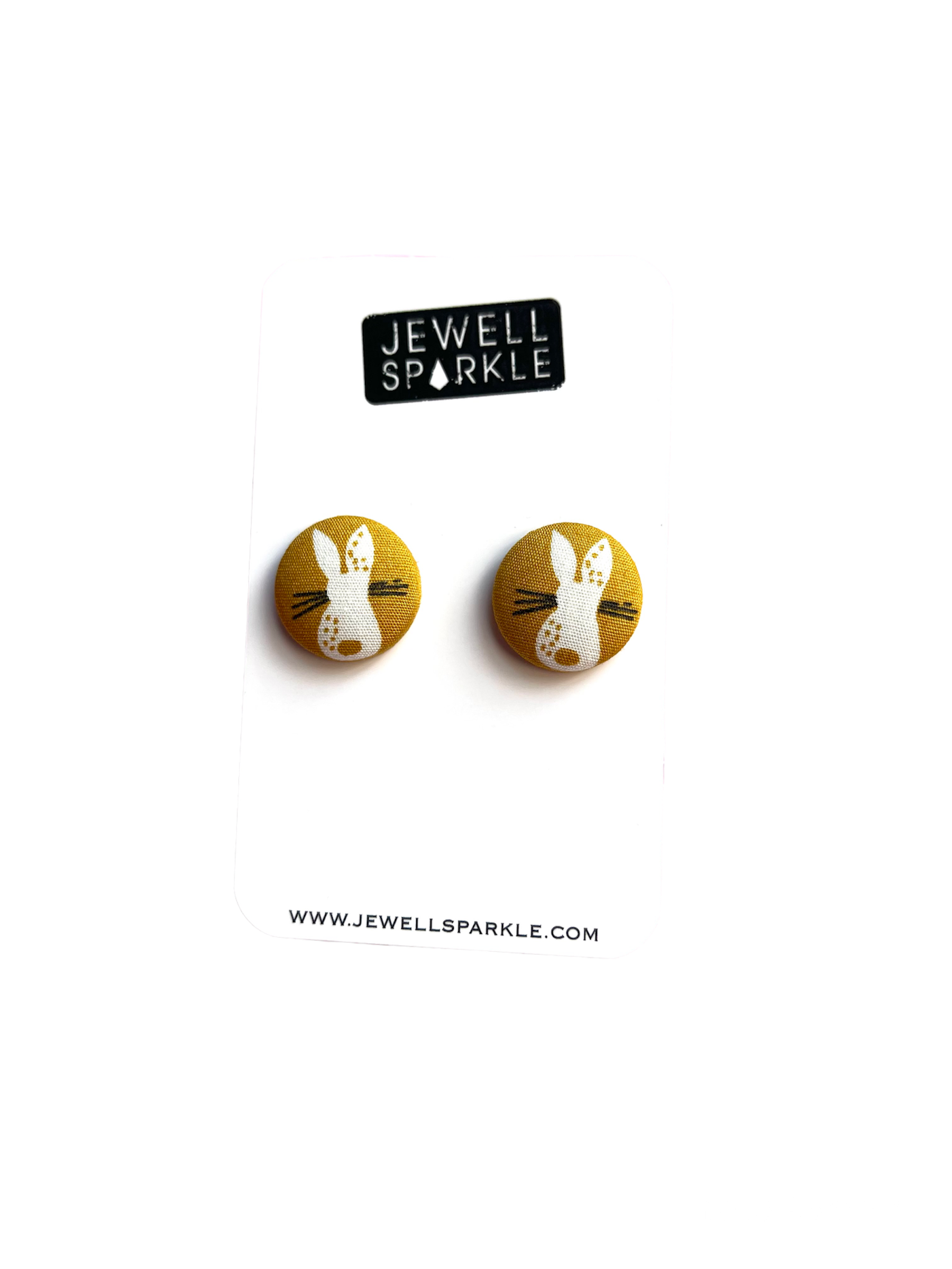 Mustard Bunnies Fabric Studs