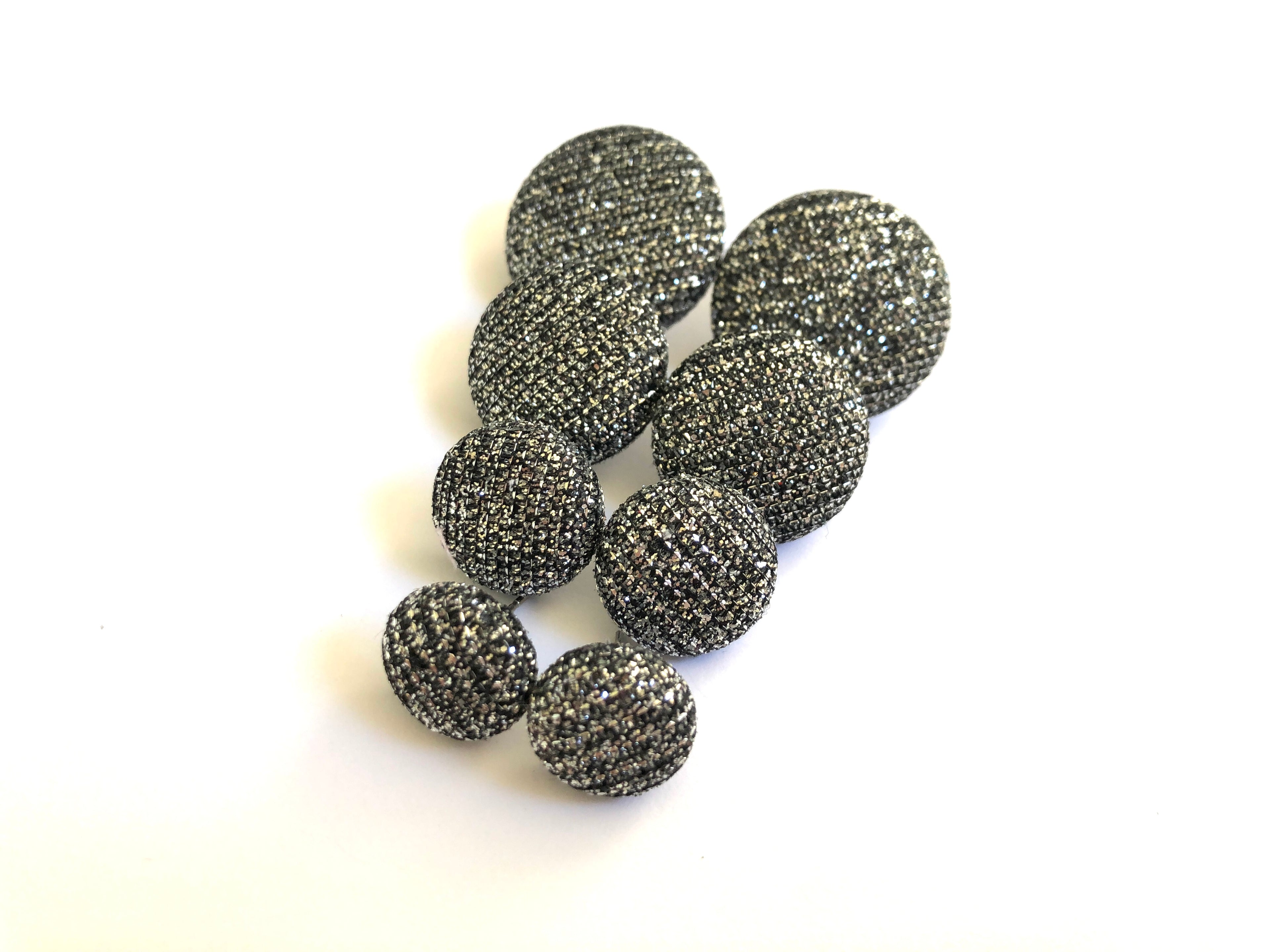 Black with Silver Lurex Fabric Studs