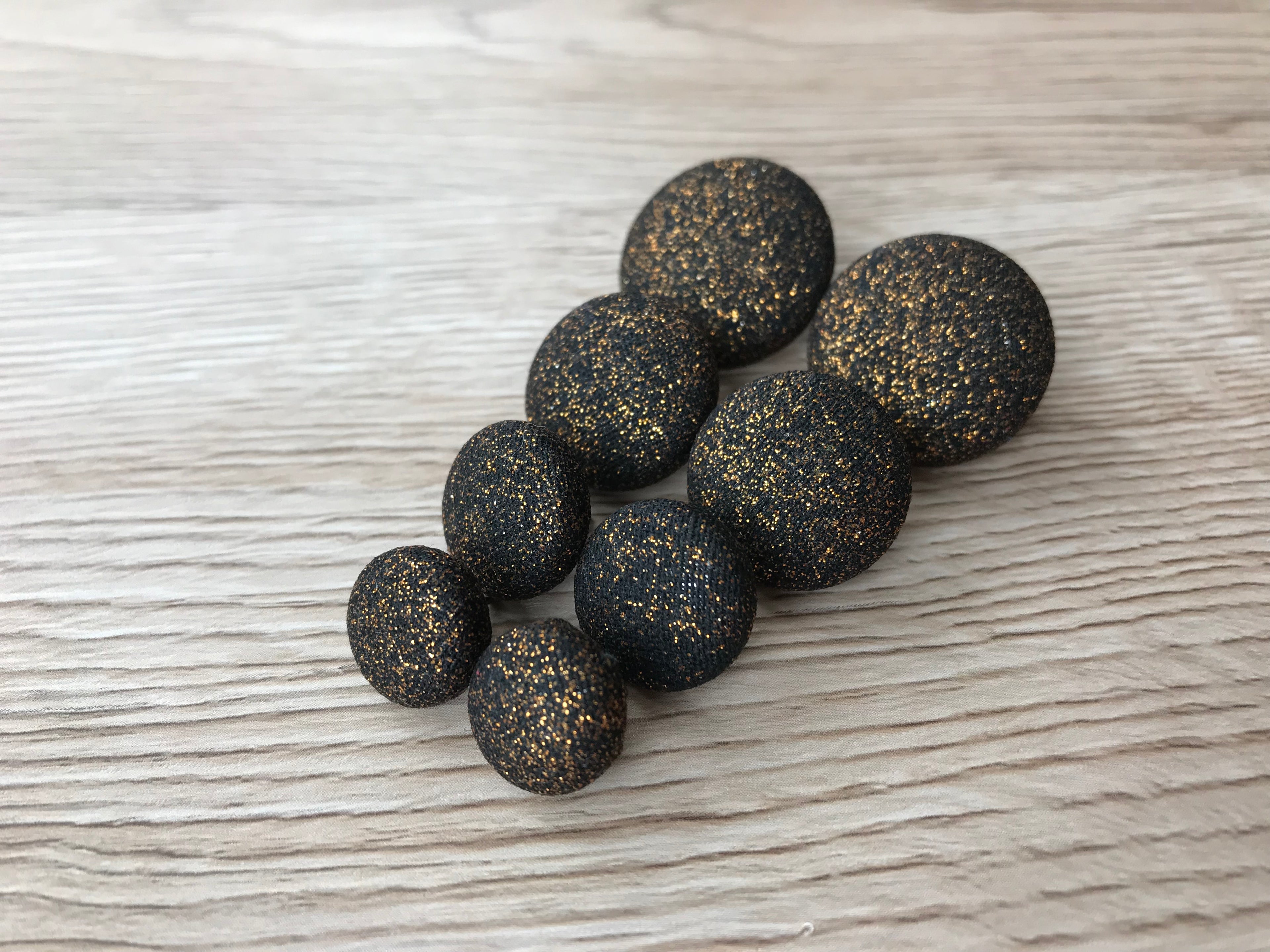 Black with Gold Glitter Fabric Studs
