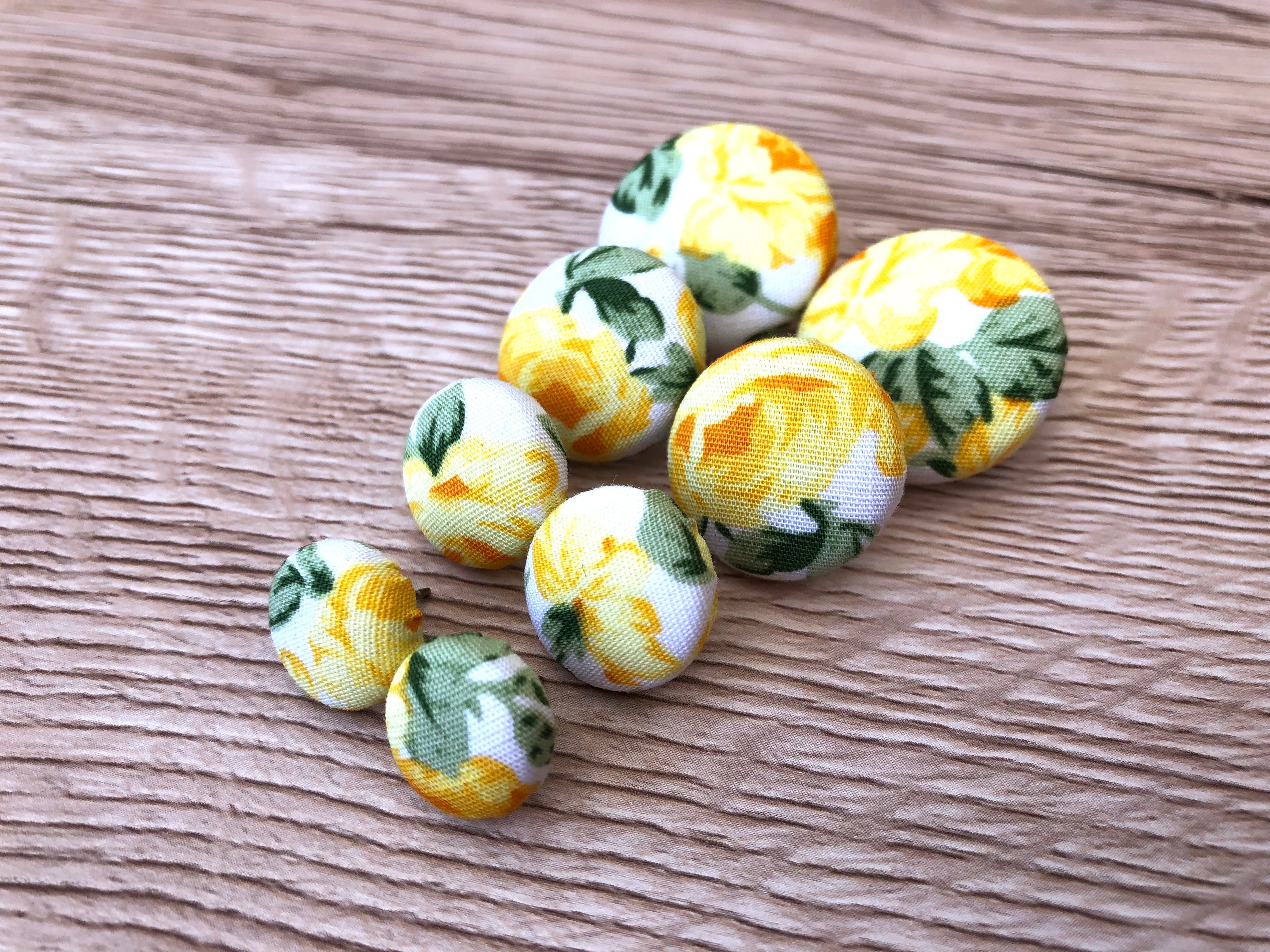 Lemon Rose Fabric Studs
