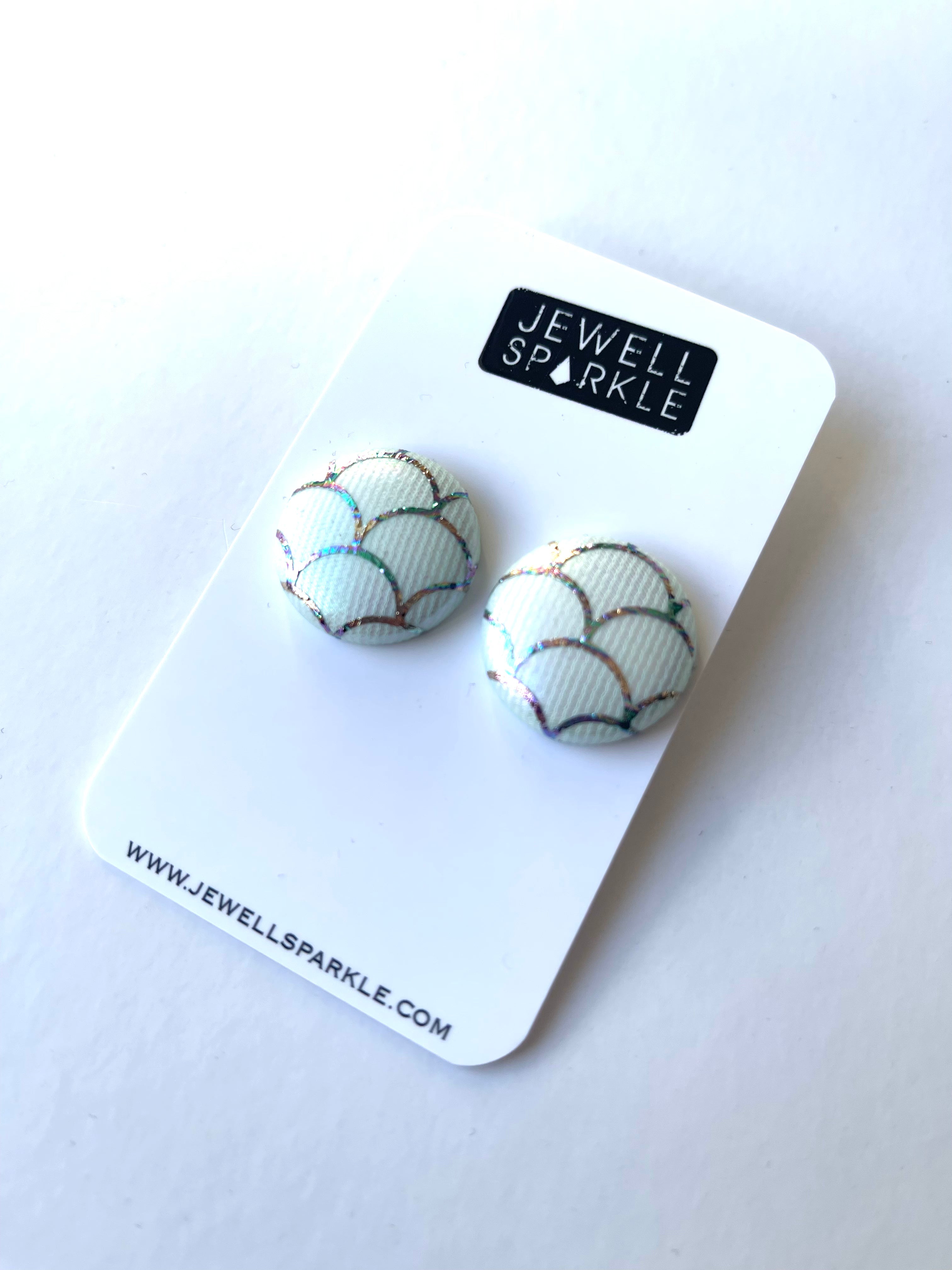 Pearl with Rainbow Scales Fabric Studs