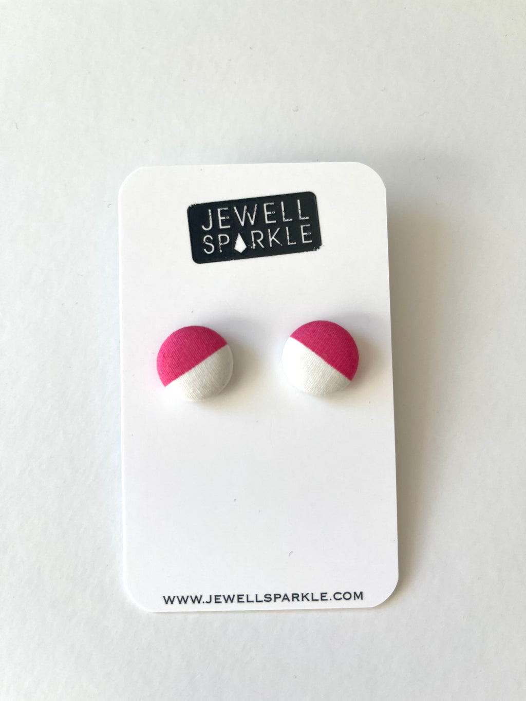 SALE!  Pink & White Half n Half Fabric Studs