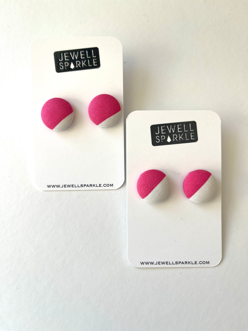 SALE!  Pink & White Half n Half Fabric Studs