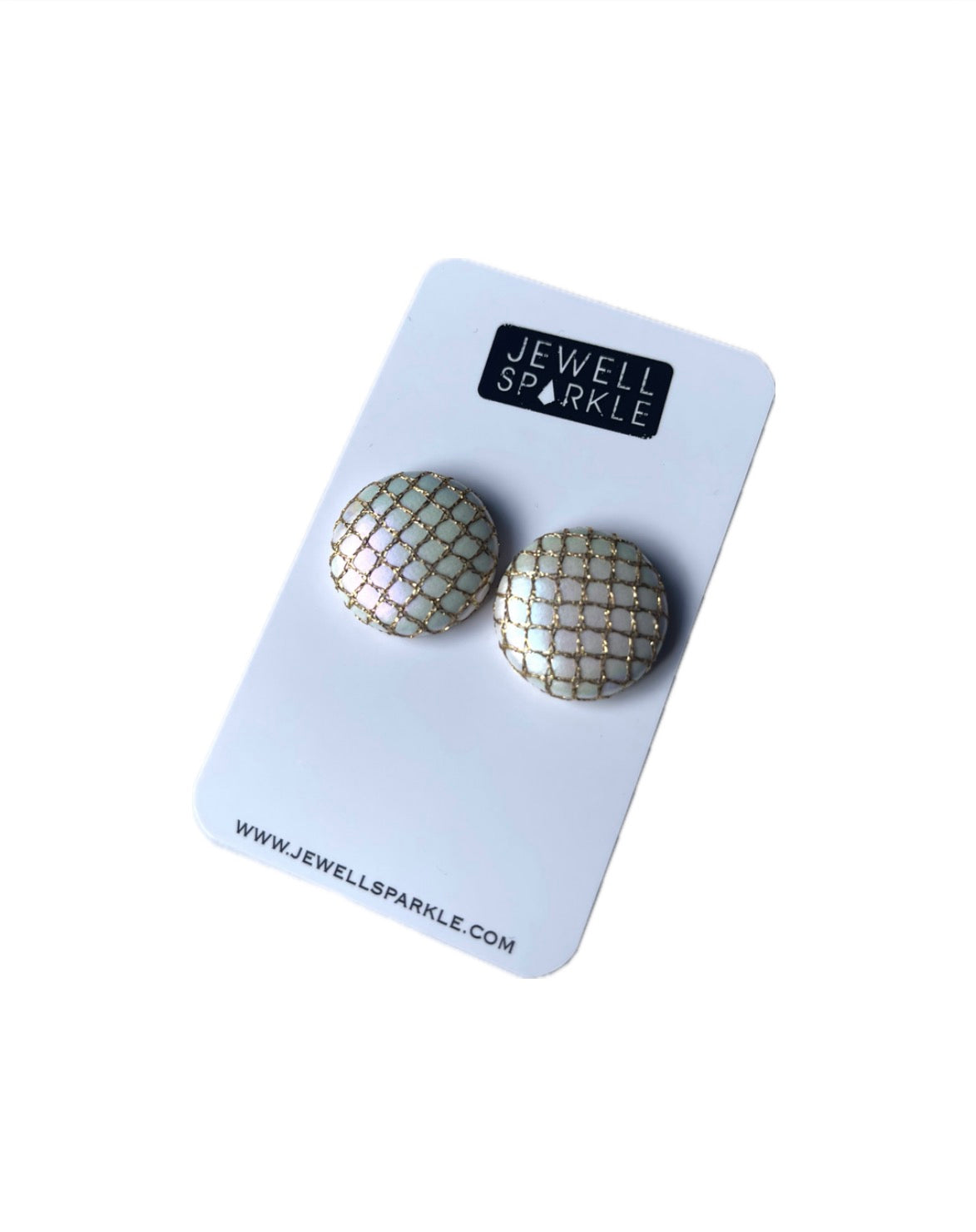 Pearl with Gold Fishnet Fabric Studs