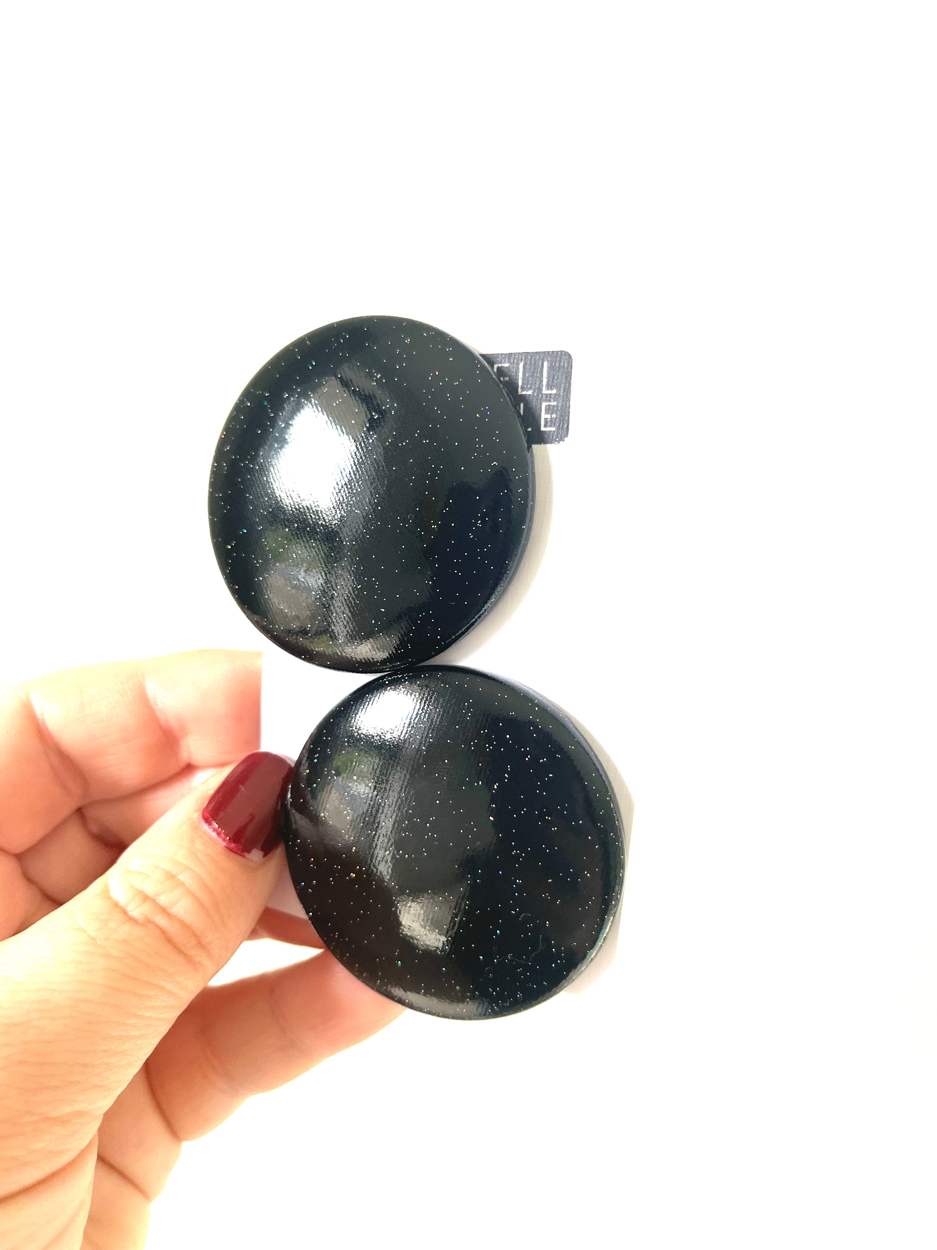 Black Galaxy Glitter Fabric Studs