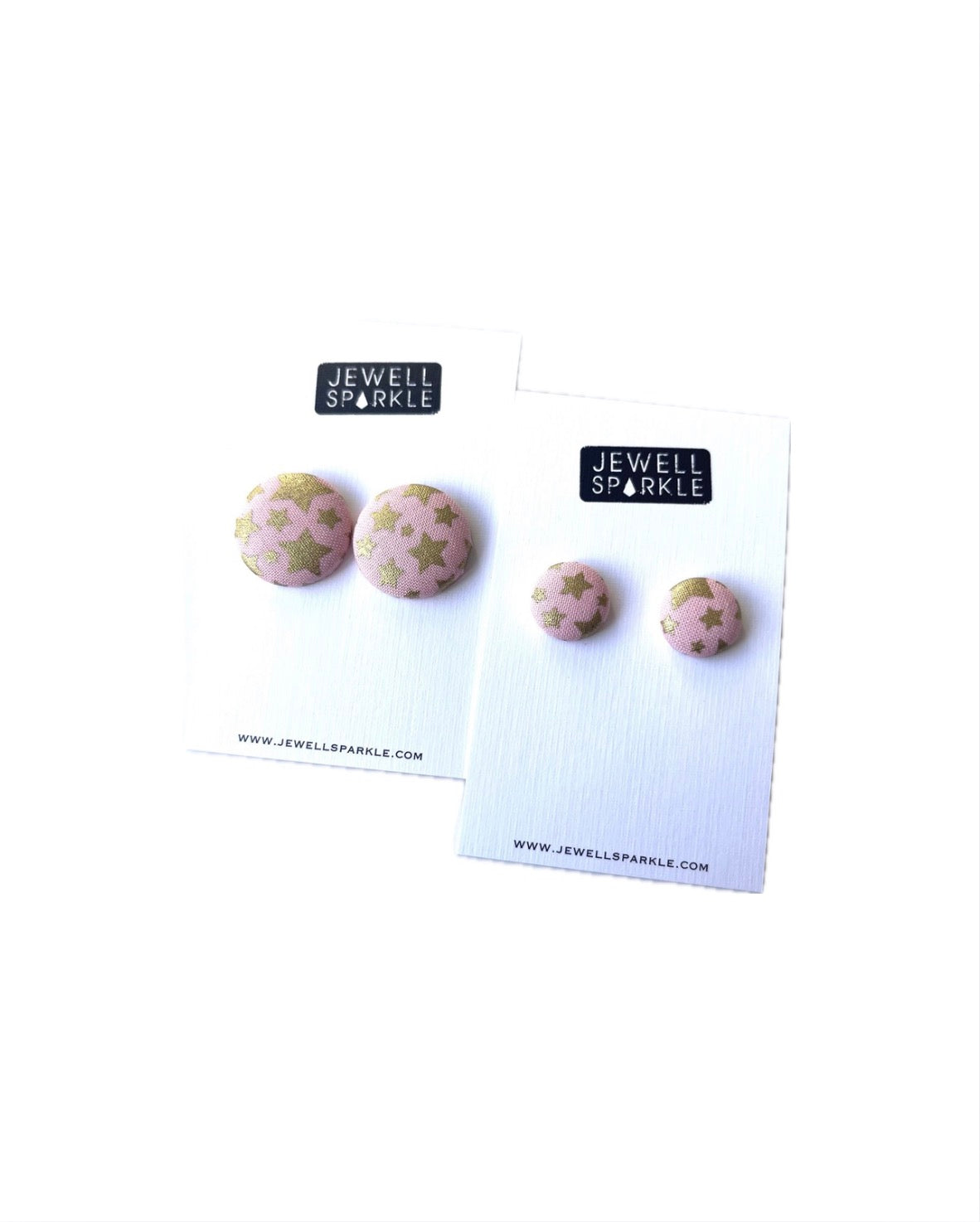 ON SALE!!  Pink with Gold stars Fabric Studs