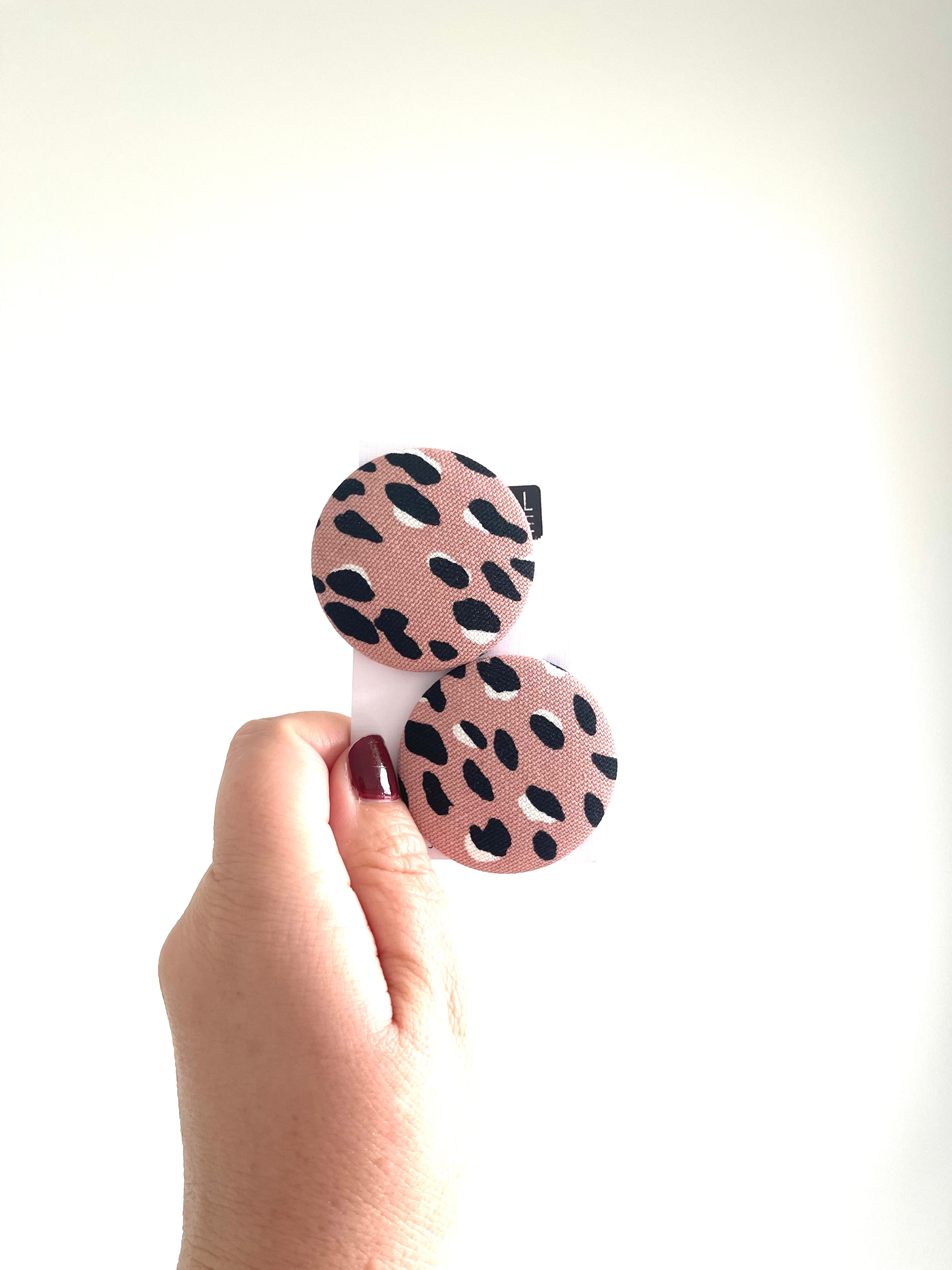 Blush Animal Print Fabric Studs