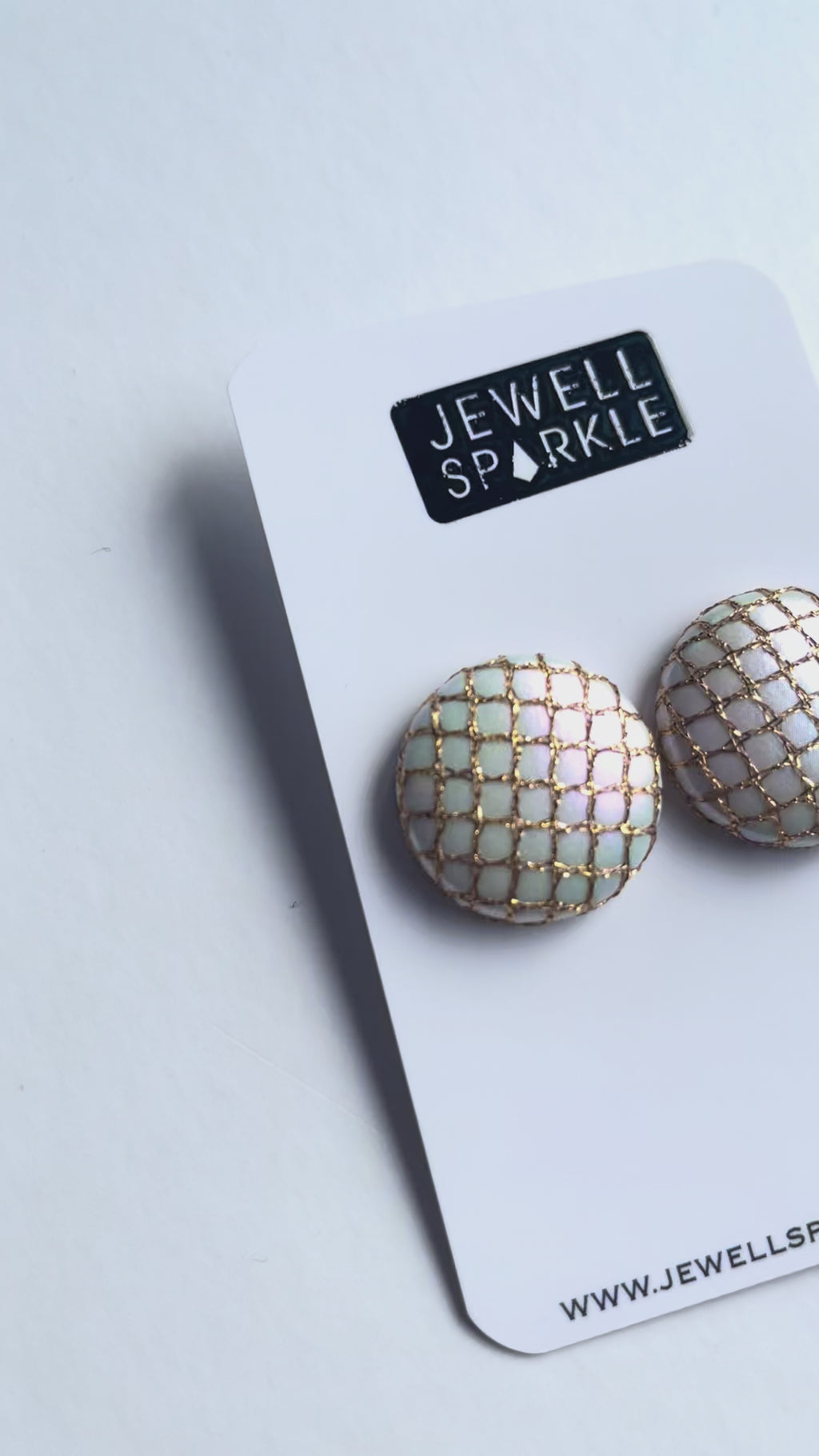 Pearl with Gold Fishnet Fabric Studs