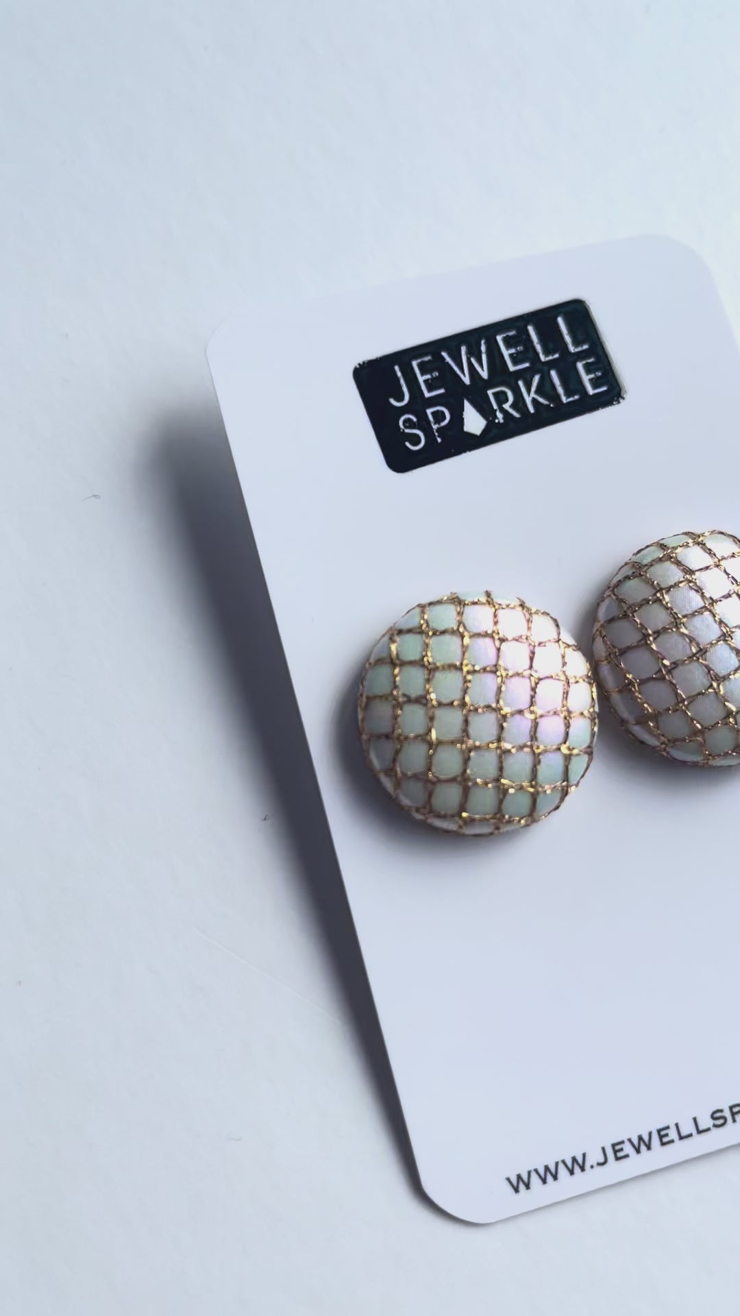 Pearl with Gold Fishnet Fabric Studs